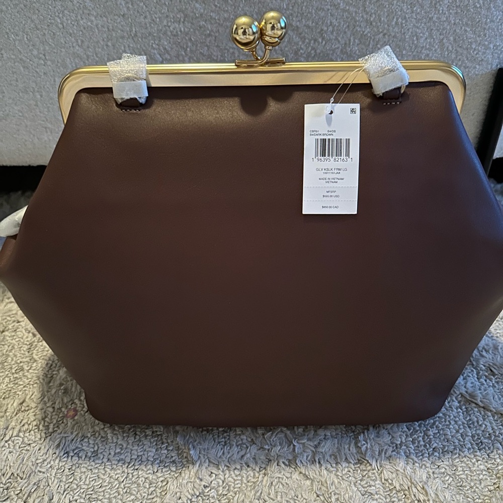 NWT Coach Large Kisslock Frame Bag Brown